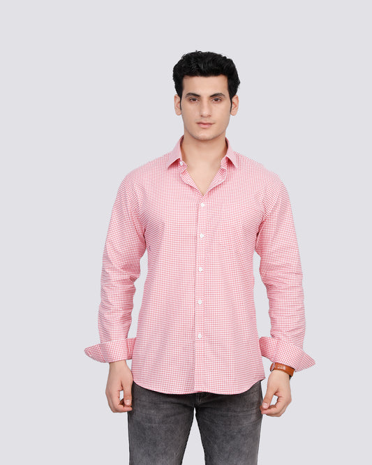 Men Pink Checked Semi Formal Shirt
