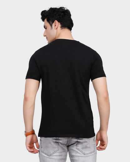 Graphic Print Round-Neck T-Shirt - Black