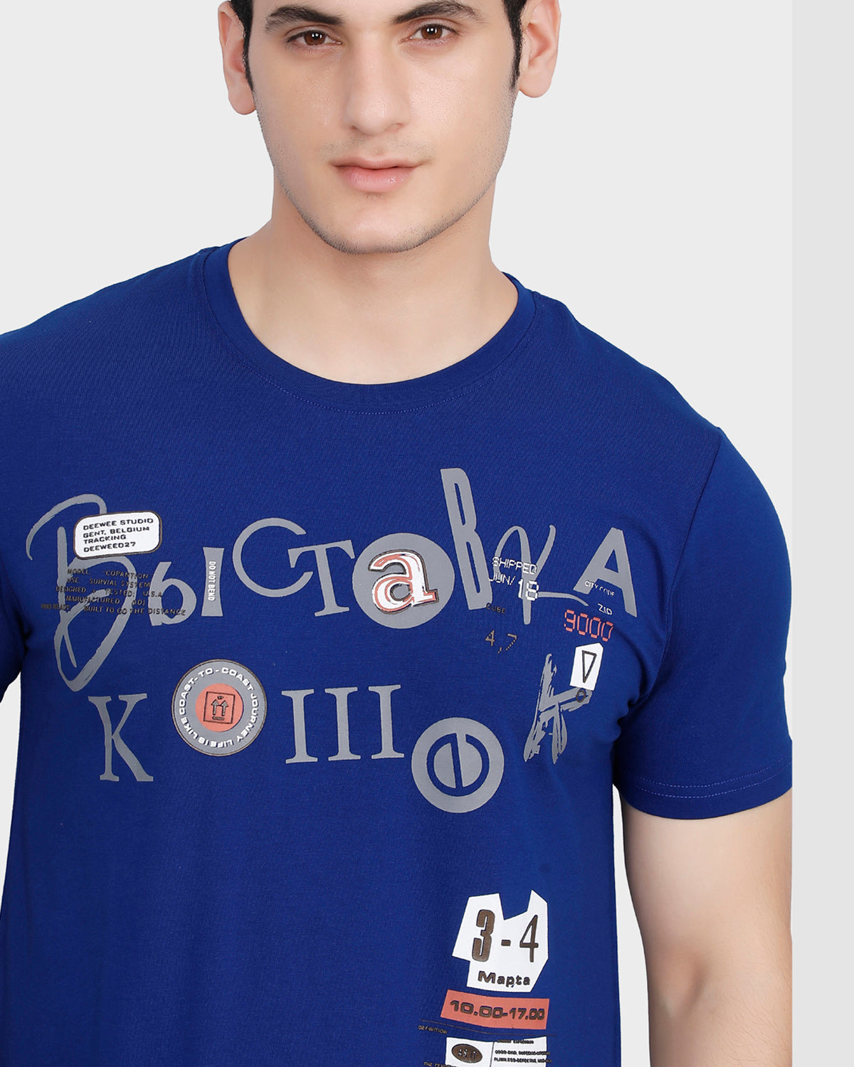 Typography Round Neck T-Shirt - Royal Blue