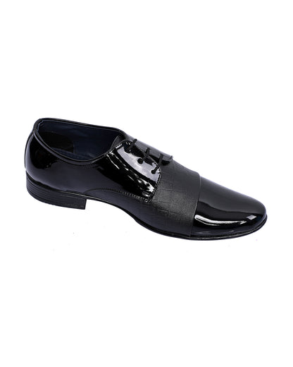 Dual Tone Textured Leather Shoe - Black