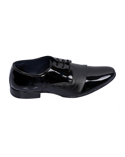 Dual Tone Textured Leather Shoe - Black