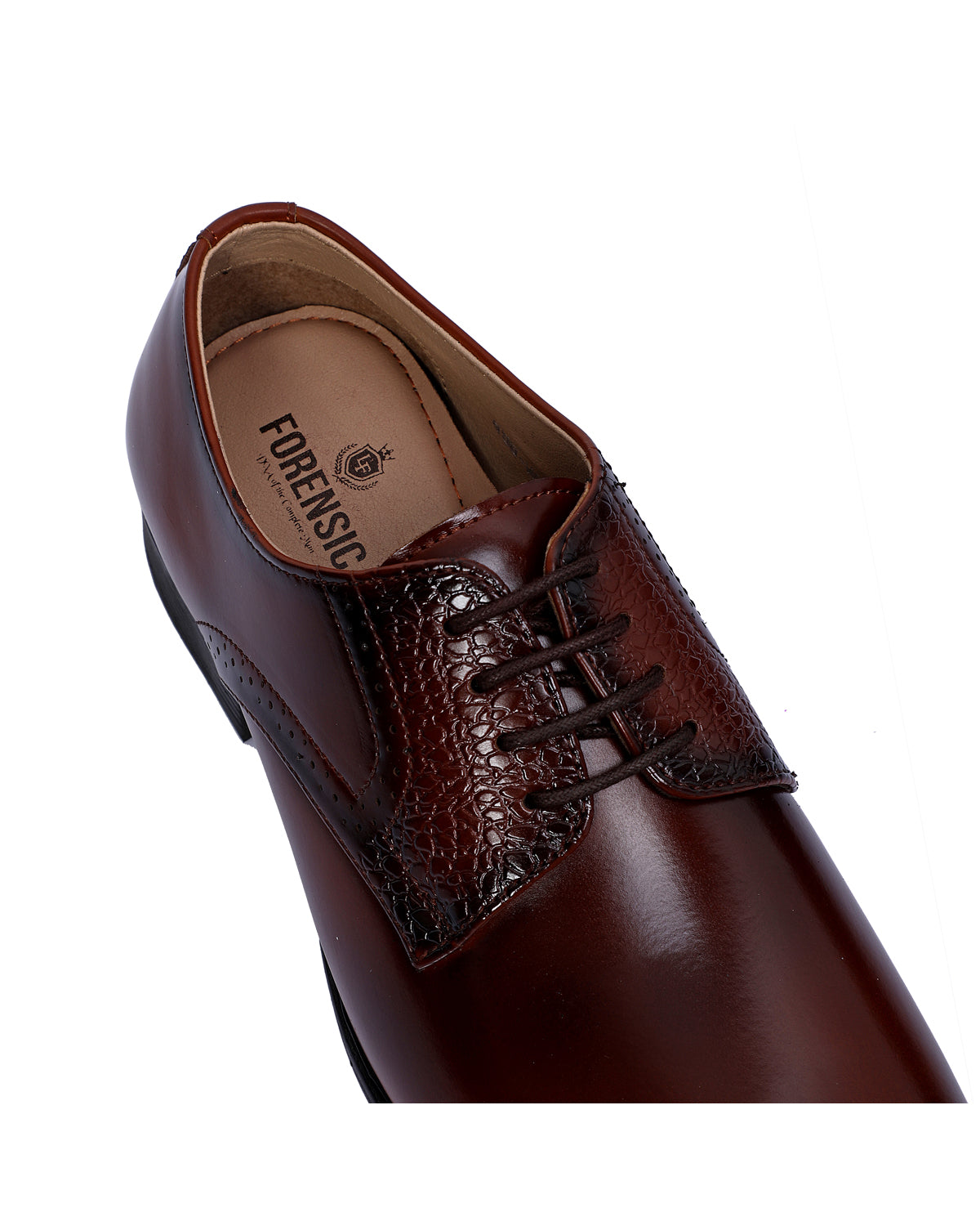 Solid Derby Shoes with Lace-Up Closure - Coffee Brown