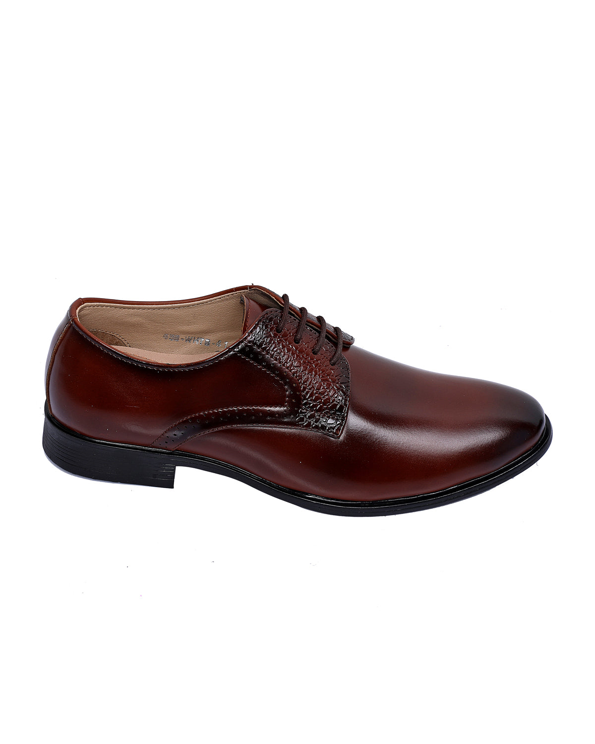 Solid Derby Shoes with Lace-Up Closure - Coffee Brown