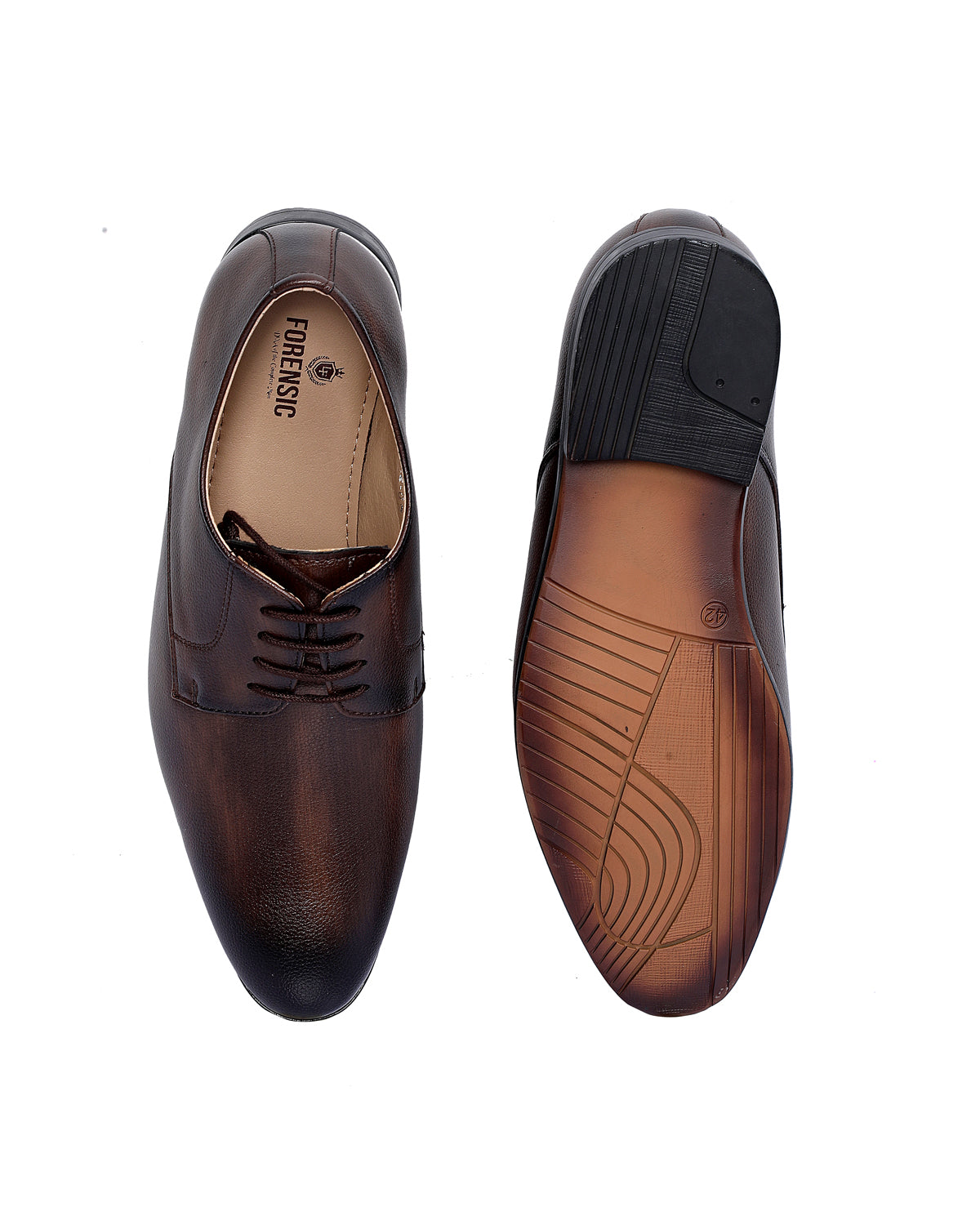 Teakwood Men's Brown Solid Leather Formal Derbys
