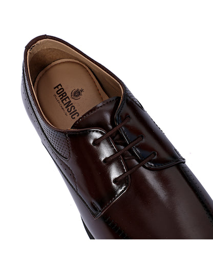 Textured Derby Shoes with Lace-Up - Dark Brown