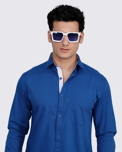 Cotton Azure Semi Formal Shirt