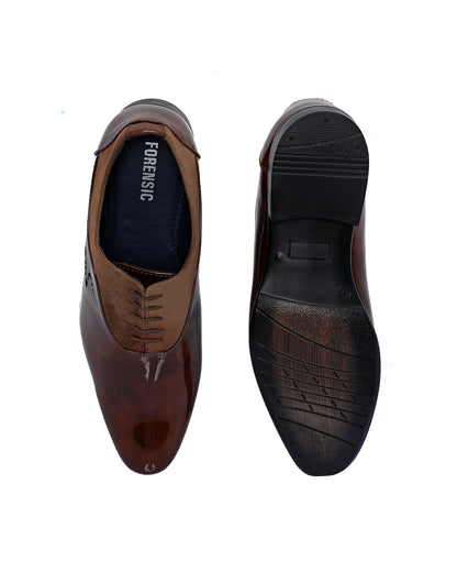 Men Dual Tone Patent Formal Shoes - Brown
