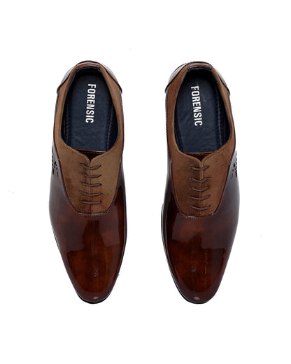 Men Dual Tone Patent Formal Shoes - Brown