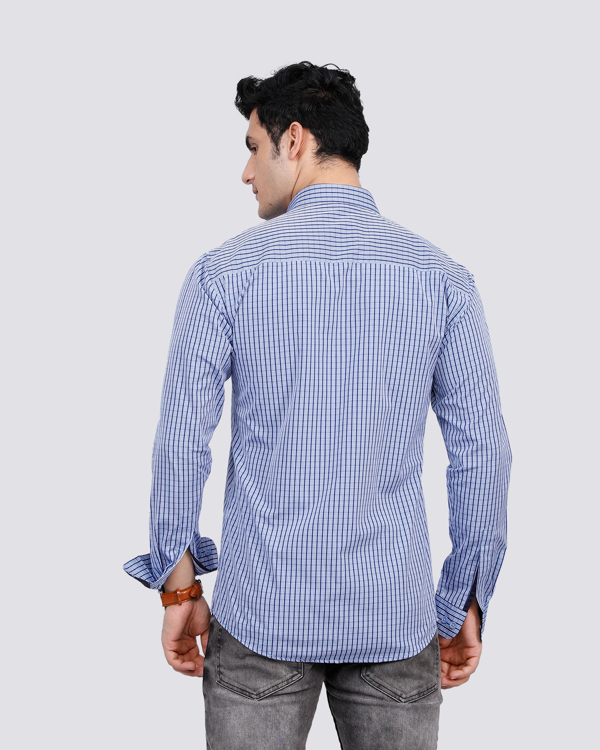 Men's  Checkered Semi Formal Shirt- Dk. Violet