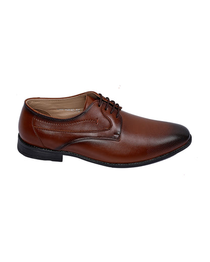 Leather Oxford Shoes Round Toe - Brown