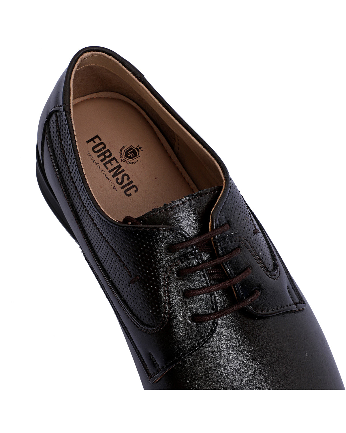 Leather Oxford Shoes Round Toe - Black