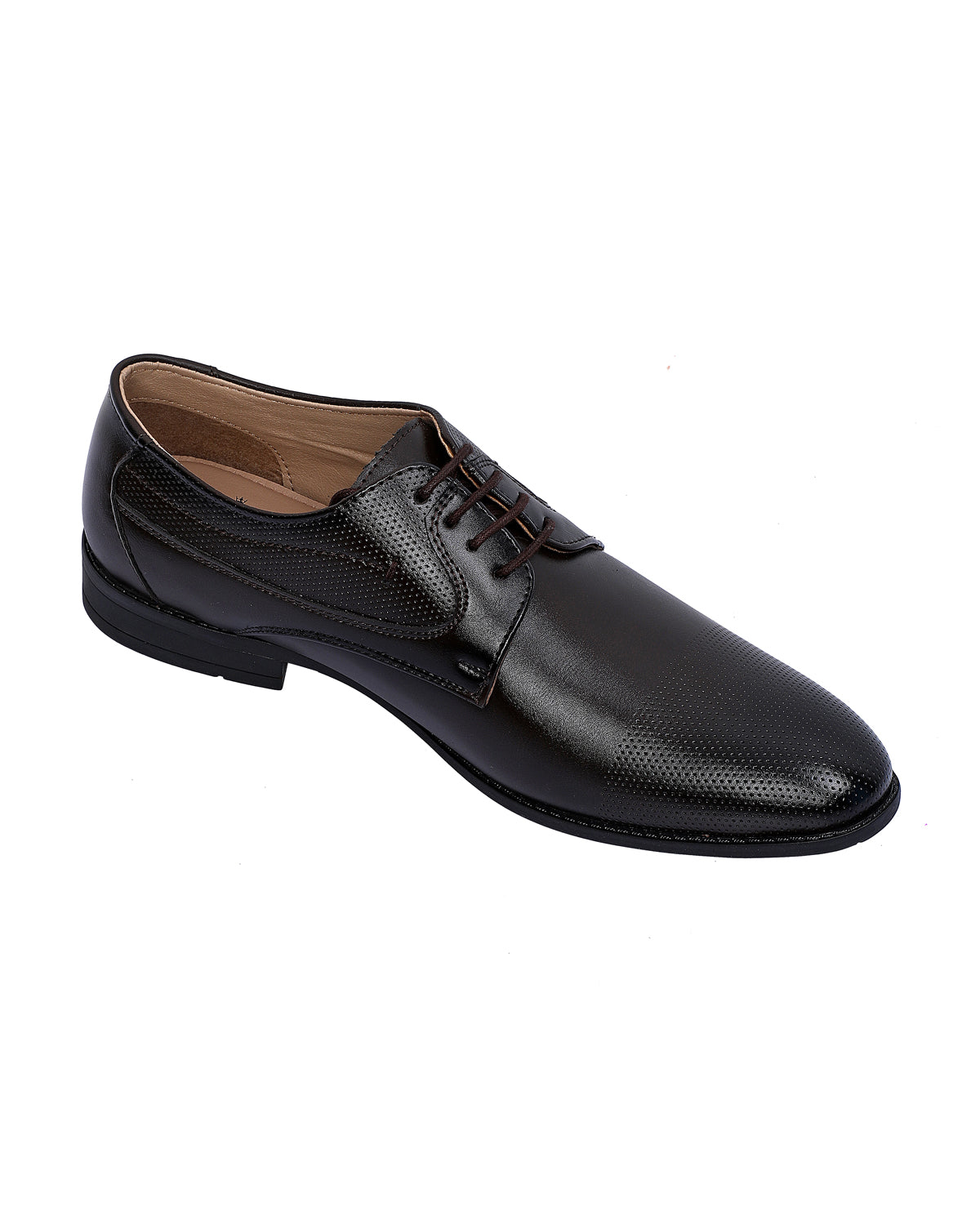 Leather Oxford Shoes Round Toe - Black