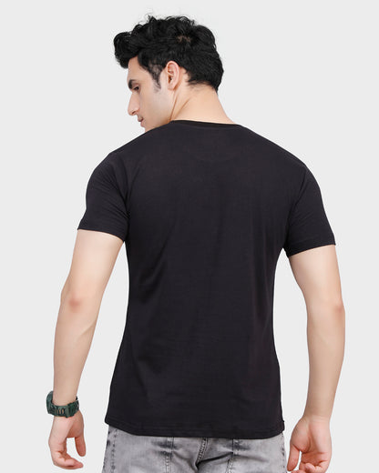 Typography Round Neck T-Shirt - Black