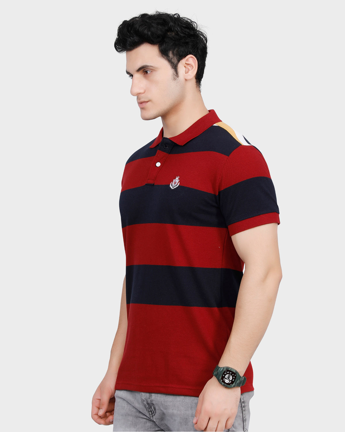 Bold Stripe Jersey Rugby Polo - Red/Black