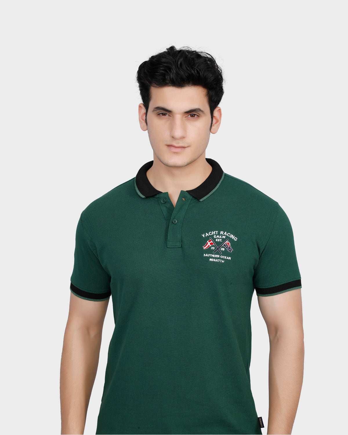 Men's Green Solid Cotton Polo Shirt