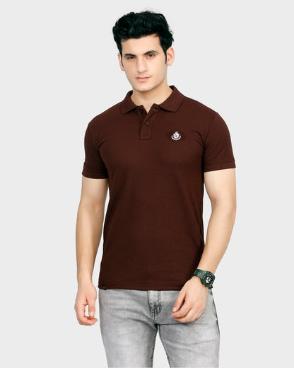 Forensic Logo Solid Classic Polo T-Shirt - Chocolate Brown