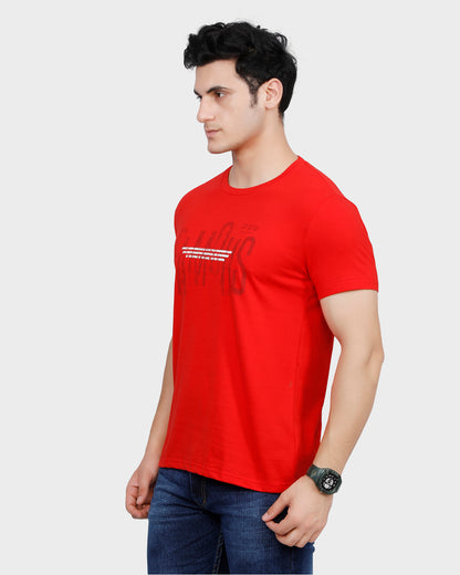 Printed Crew-Neck T-shirt - Red