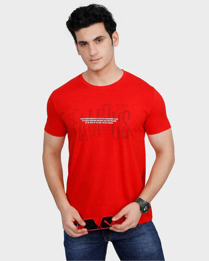 Printed Crew-Neck T-shirt - Red