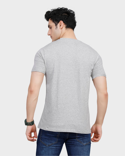 Men Grey Melange Printed Lounge T-shirt