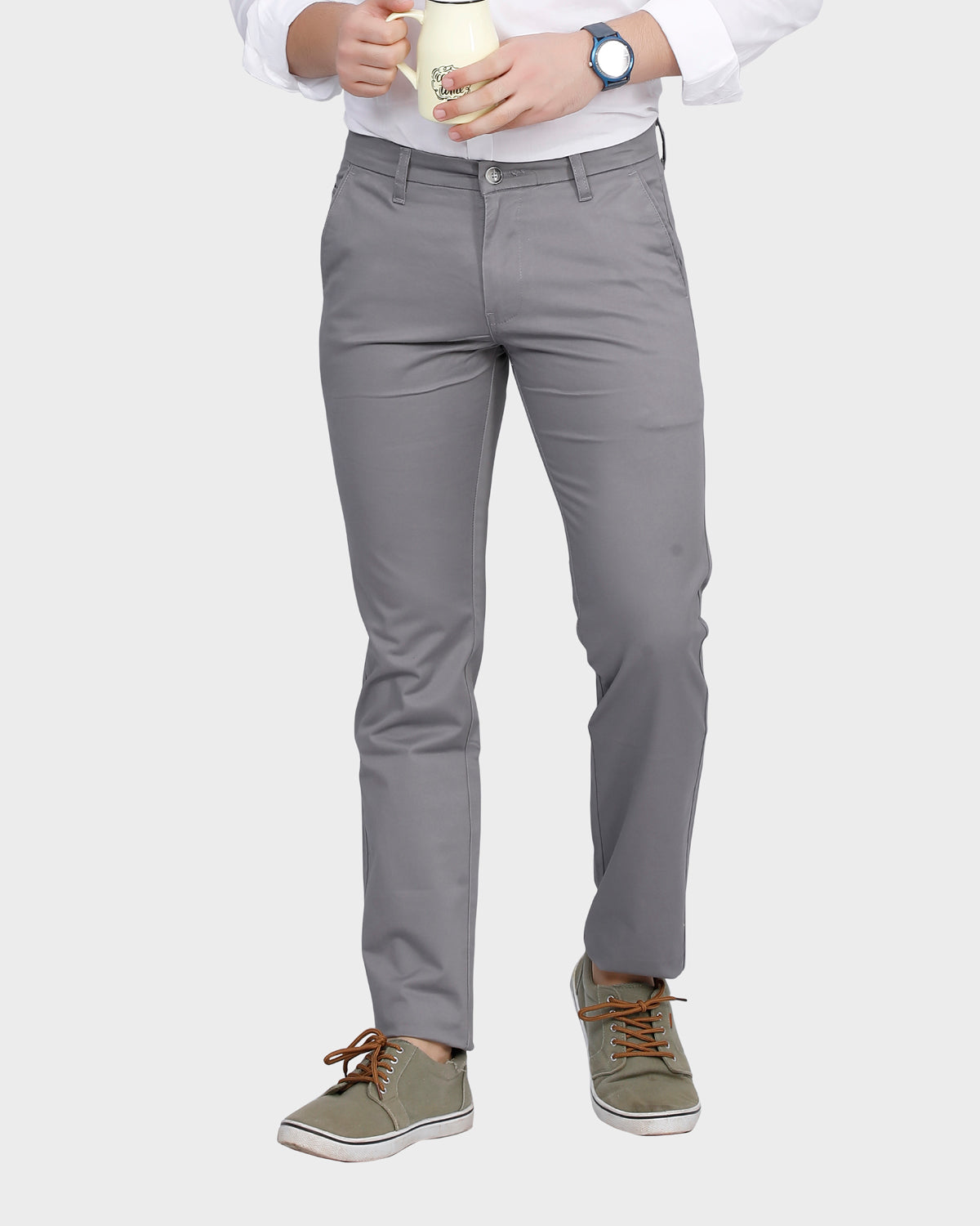Men's  Slim Fit Pant- Lt. Grey1